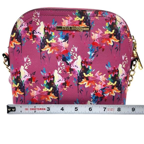 Steve Madden Floral Crossbody Purse BMAGGIE Bag Pink Gold Hardware - Picture 8 of 9